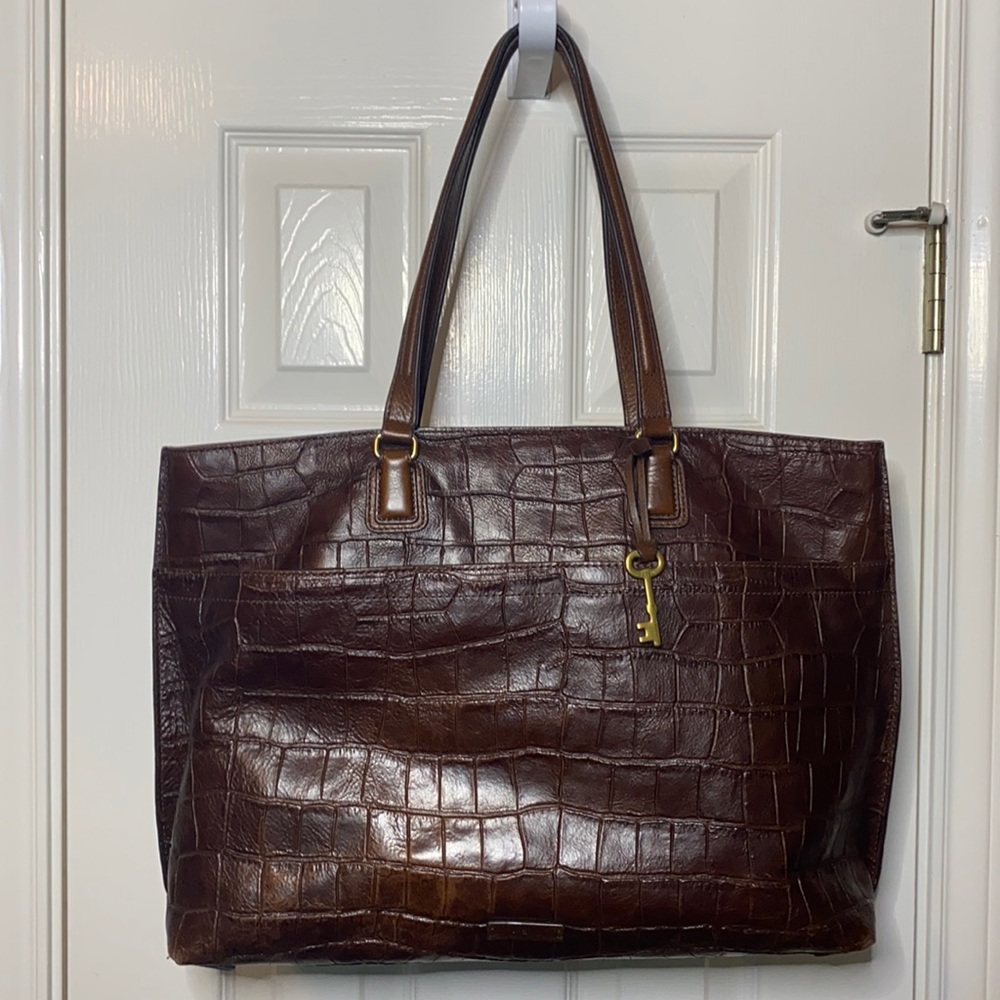 Fossil Brown Leather Tote Style Handbag